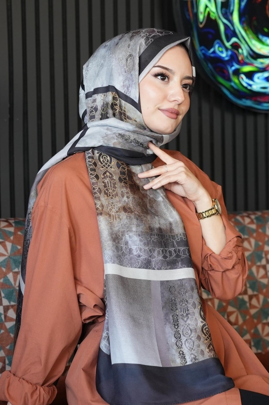 Mozaik Desen Koyu Gül Soft Pamuk Şal - 3