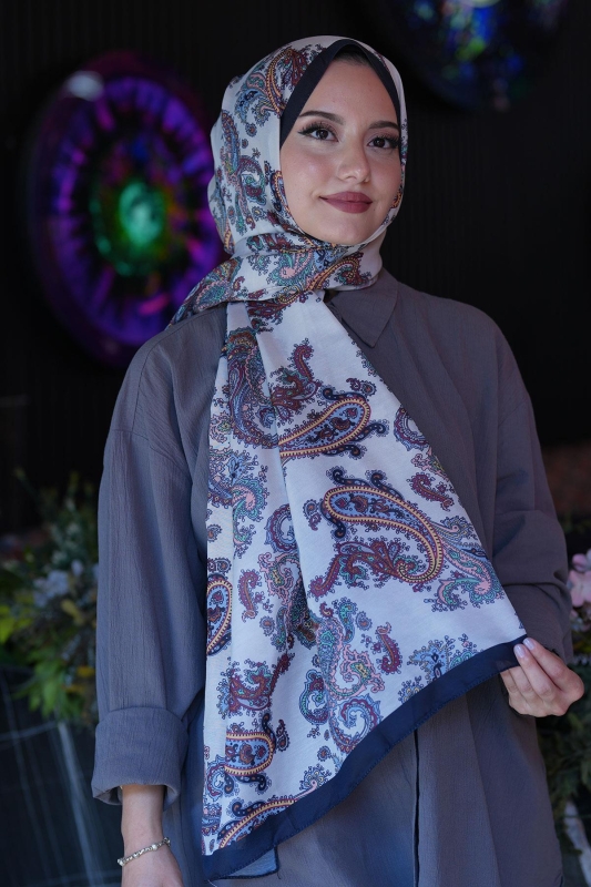 Paisley Desen Bej Soft Pamuk Şal - 2