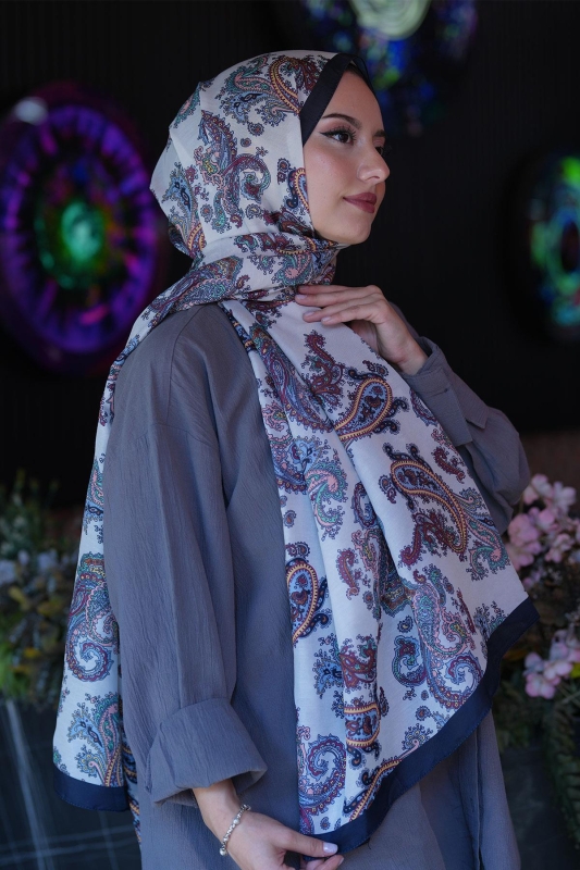 Paisley Desen Bej Soft Pamuk Şal - 4