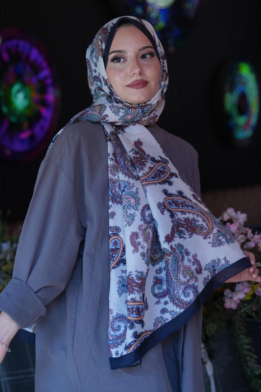 Paisley Desen Bej Soft Pamuk Şal - AFVENTE