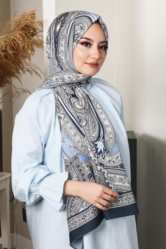 Soft Etro Şal Lacivert - 6