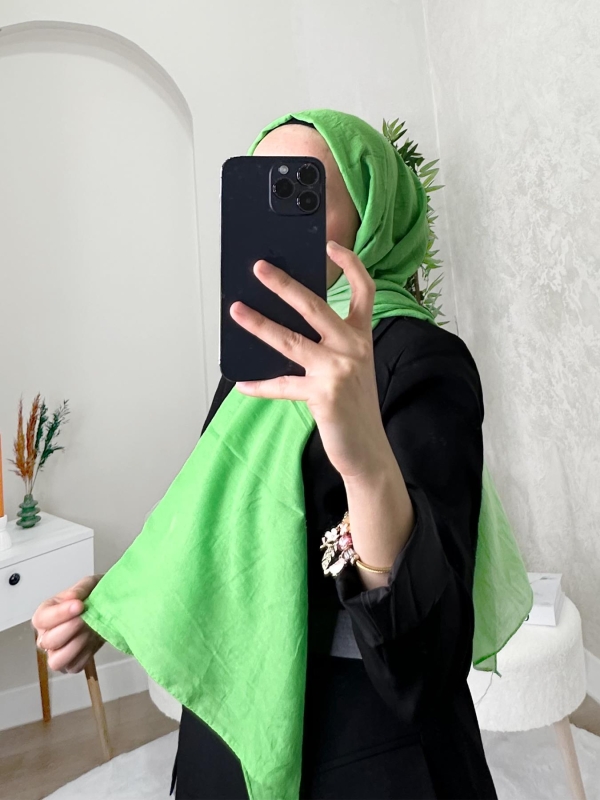Benetton Yeşili Kraş Pamuk Şal - 2