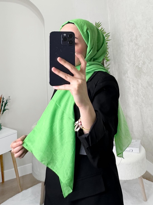 Benetton Yeşili Kraş Pamuk Şal - Afvente