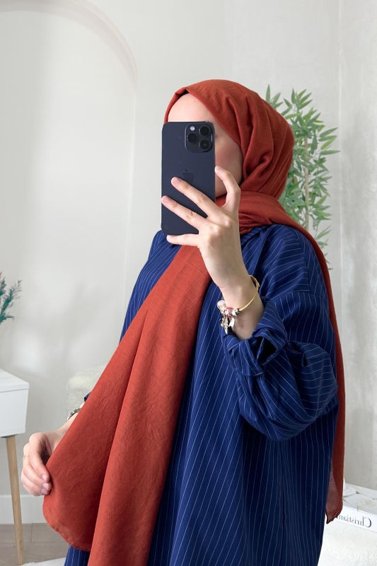 Kiremit Kraş Pamuk Şal - 2