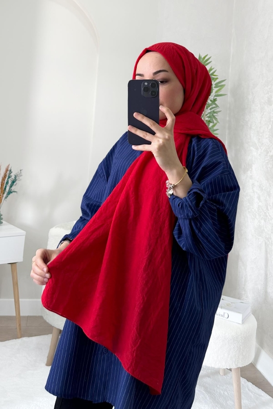 Kırmızı Kraş Pamuk Şal - 2