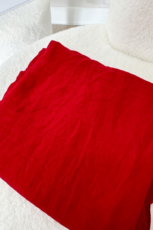 Kırmızı Kraş Pamuk Şal - 3