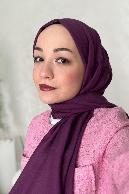Mor Kraş Pamuk Şal - 2