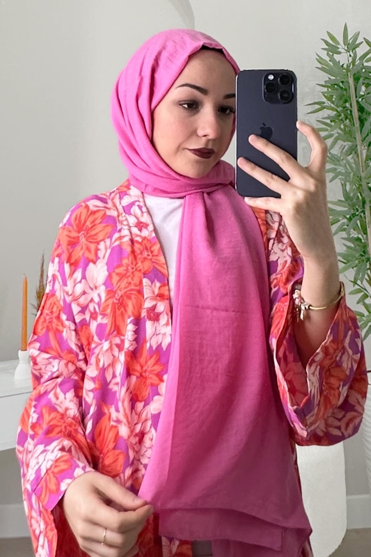 Pembe Kraş Pamuk Şal - Afvente