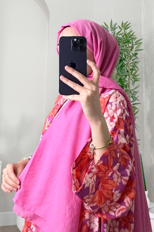 Pembe Kraş Pamuk Şal - 2